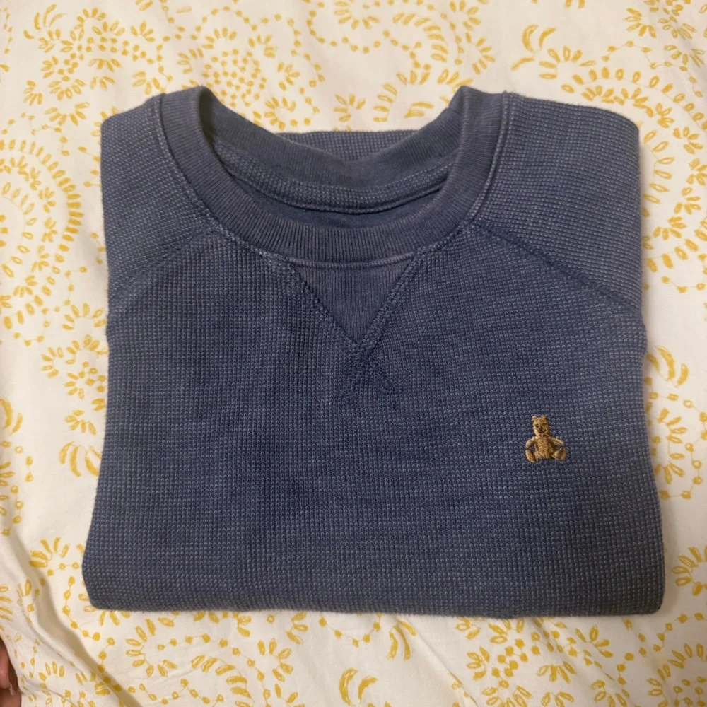 NEW Gap Kids Textured Raglan Long Sleeve Shirt | Blue | Bear Patch | Size 5
